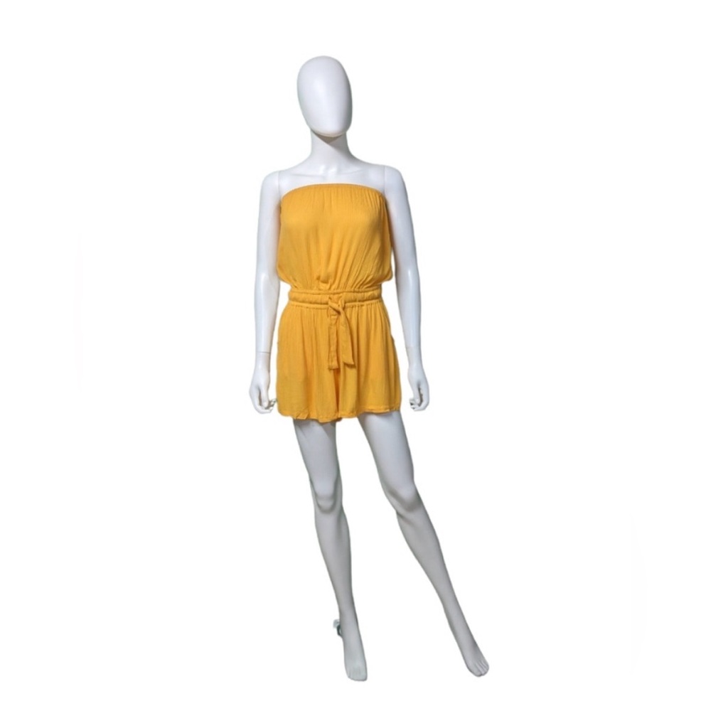 Elan Strapless Tube Romper Golden Yellow S